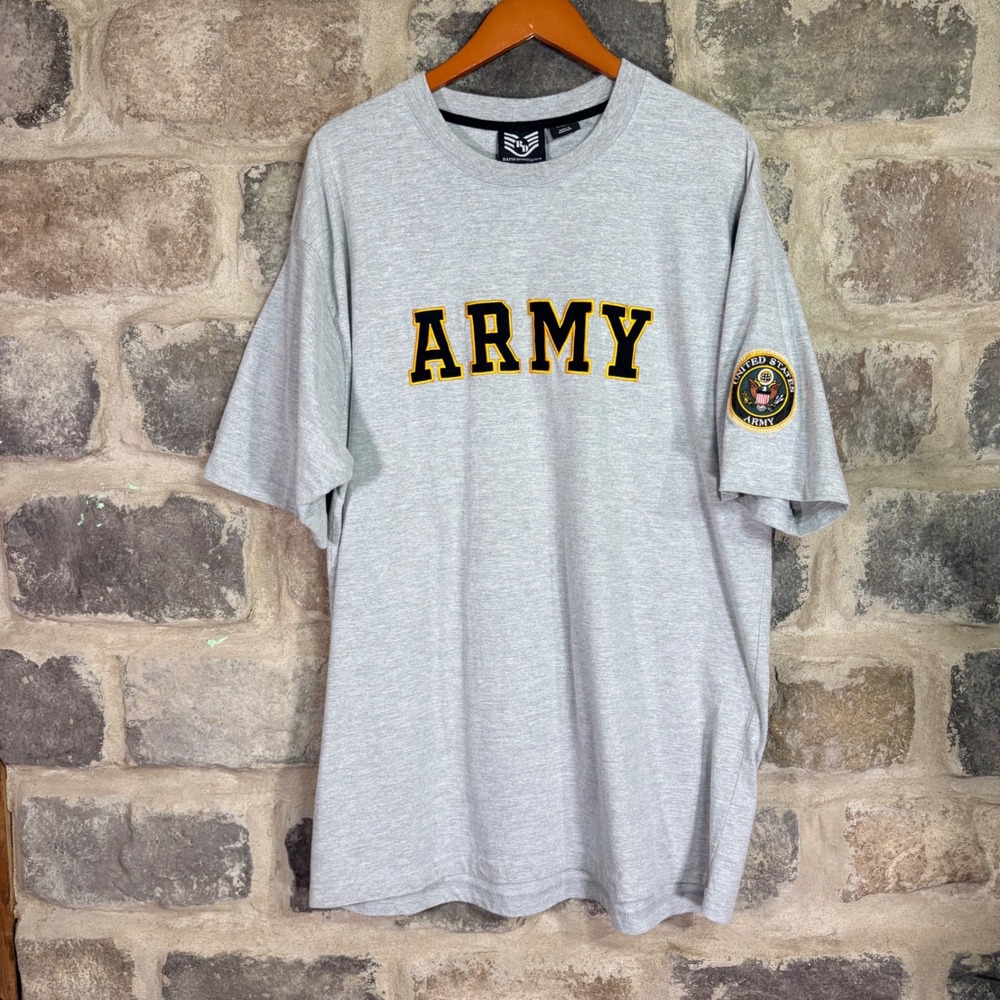 Rapid Dominance Mens 2XL US Army T-Shirt Gray Embroidered Applique Patch Tee